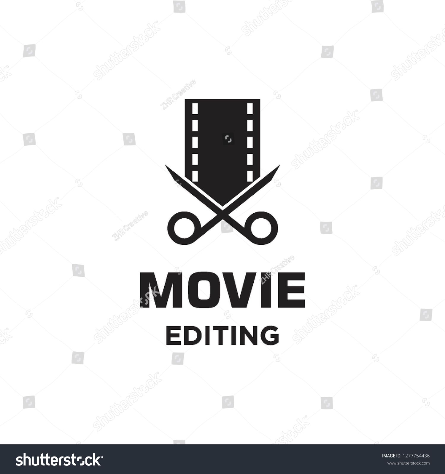 Movie Film Roll With Scissor Cut Editing Logo Icon Vector Template 1500x1600 Movie Film Roll With Scissor Cut Editing Logo Icon Vector Template