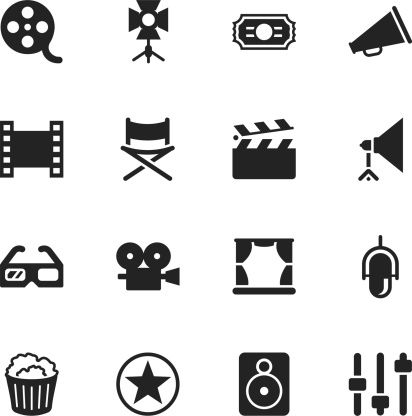 412x416 Film Industry Silhouette Vector Icons Film Logo
