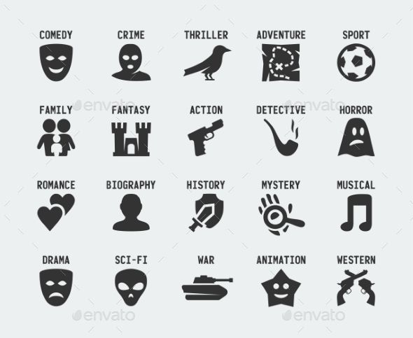 590x483 Film Genres Vector Icon Set Movie Room Decor Icon Set, Art, Film