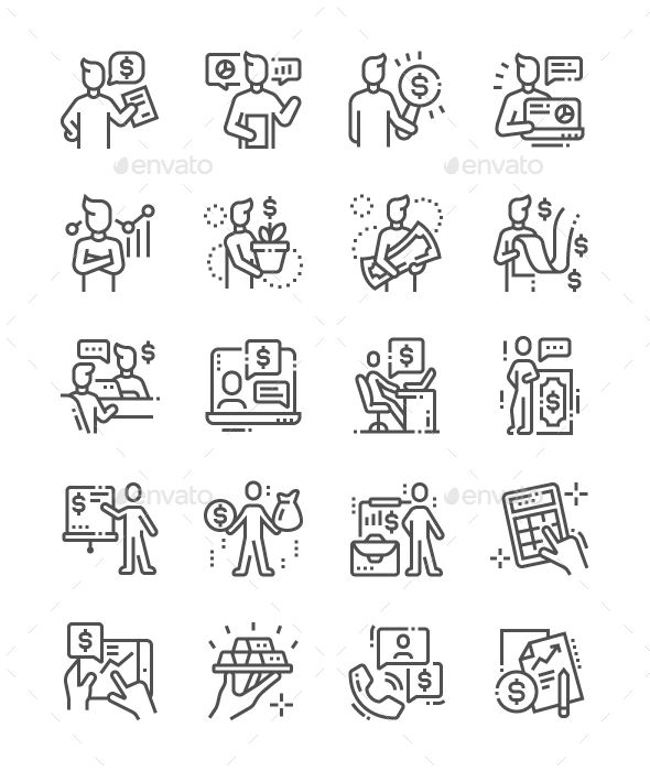 590x700 Financial Advisor Line Icons Download Icons Line Icon, Create