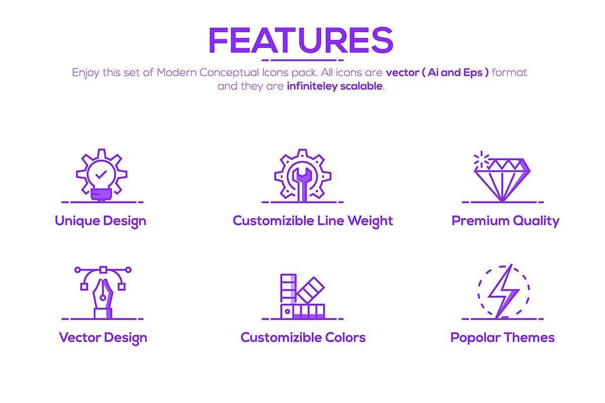 1200x800 Flat Purple Color Conceptual Icons