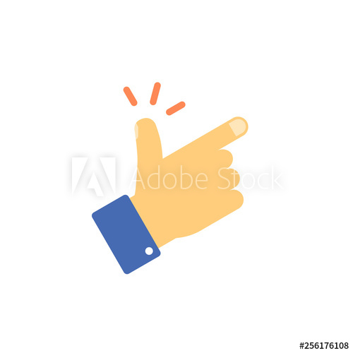 500x500 Snap Fingers Vector Icon, Flat Cartoon Snapping Thumbs Gesture