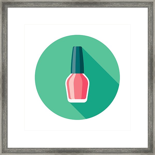 600x600 Nail Polish Flat Design Beauty Icon With Side Shadow Framed Print