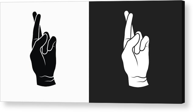 634x369 Fingers Crossed Icon On Black And White Vector Backgrounds Acrylic