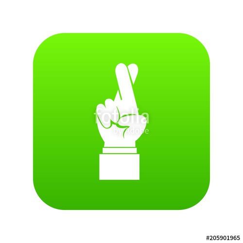 500x500 Fingers Crossed Icon Digital Green For Any Design Isolated