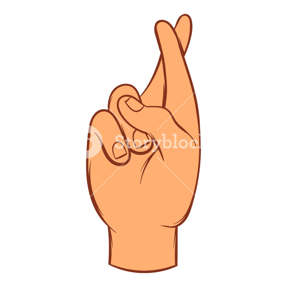 1000x1000 Fingers Crossed Icon In Cartoon Style On A White Background