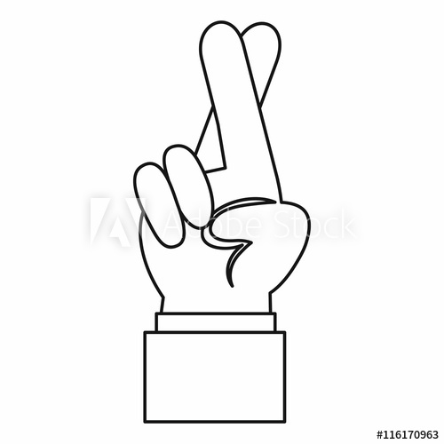 500x500 Fingers Crossed Icon In Outline Style Isolated Vector Illustration
