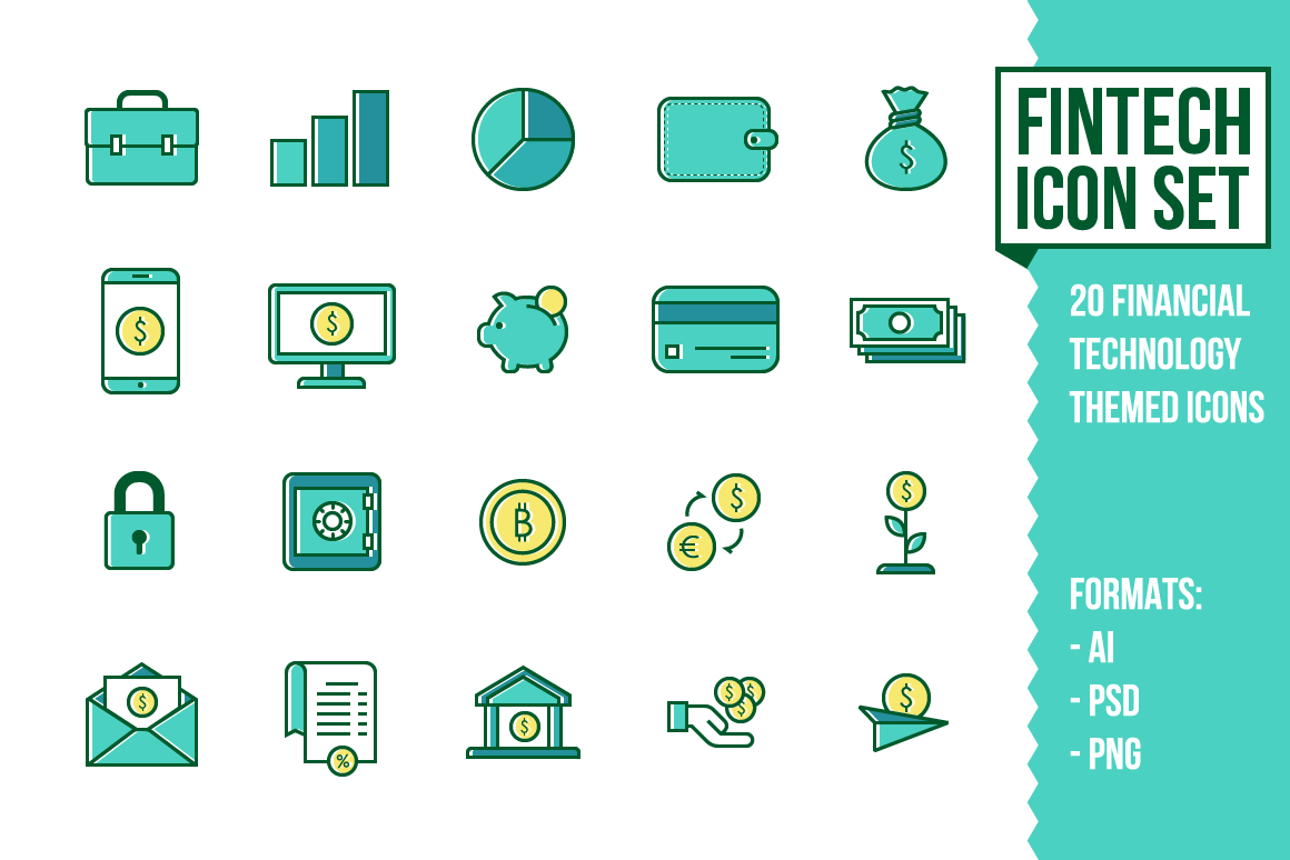 1160x774 Fintech Icon Set Graphic