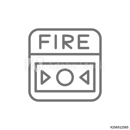 500x500 Fire Alarm System, Button Line Icon Isolated On White Background