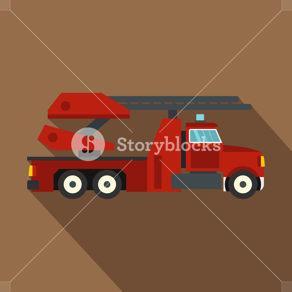 1000x1000 Red Fire Truck Icon Flat Illustration Of Red Fire Truck Icon