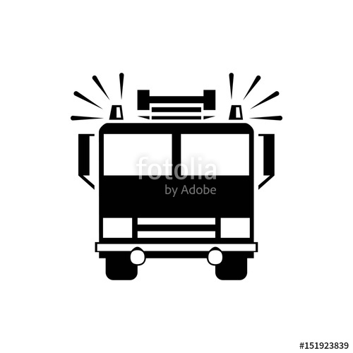 500x500 Fire Engine Icon Vector Illustration Flat Design Style Stock