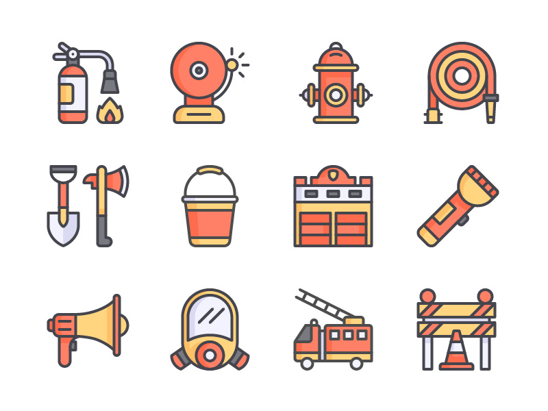 800x600 Fire Fighting Icon Set