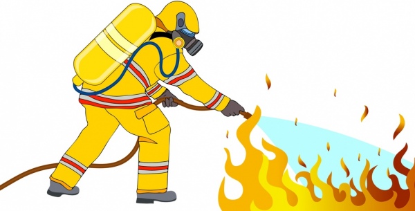 600x305 Fire Fighting Work Background Fireman Flame Icons Free Vector