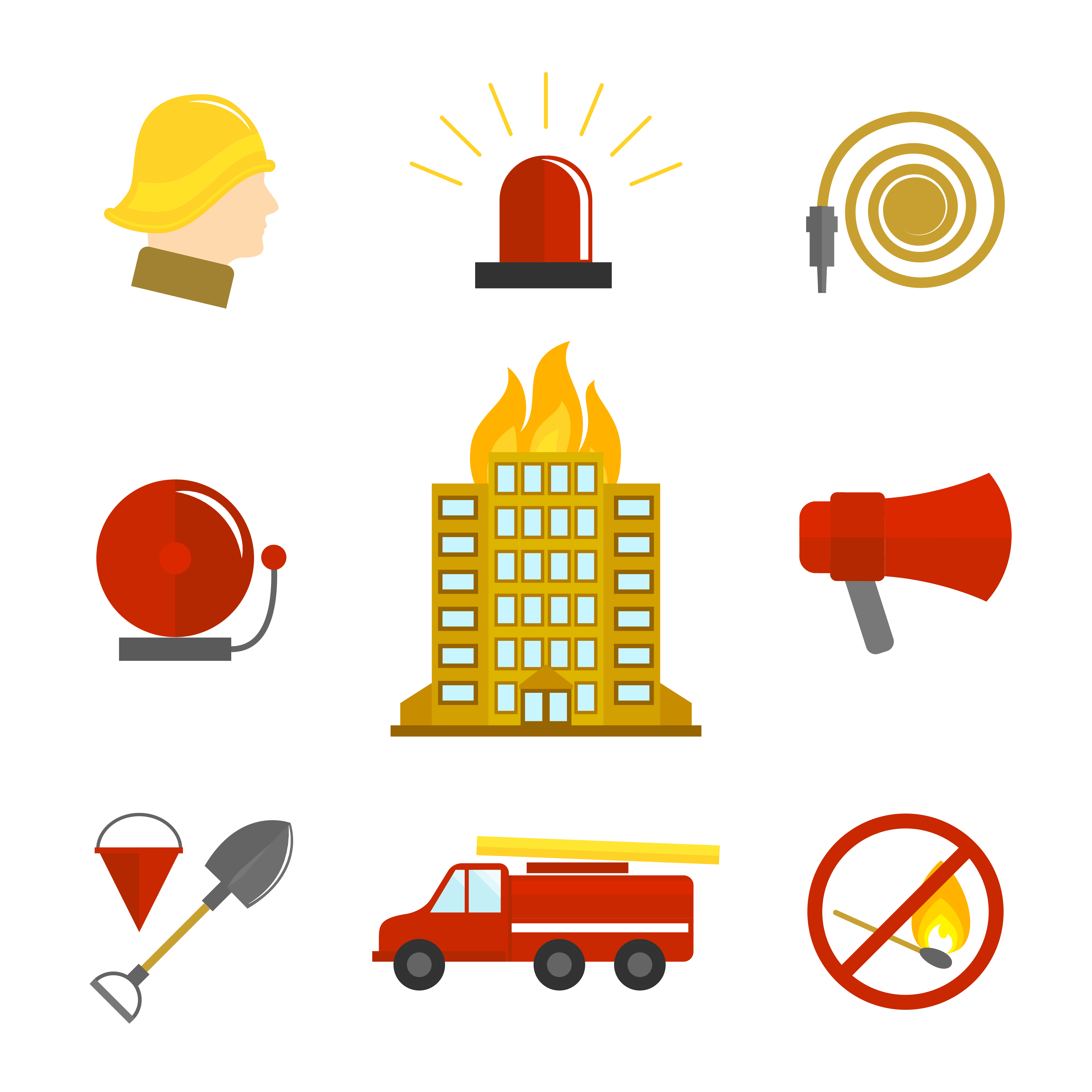4500x4500 Firefighting Icons Flat