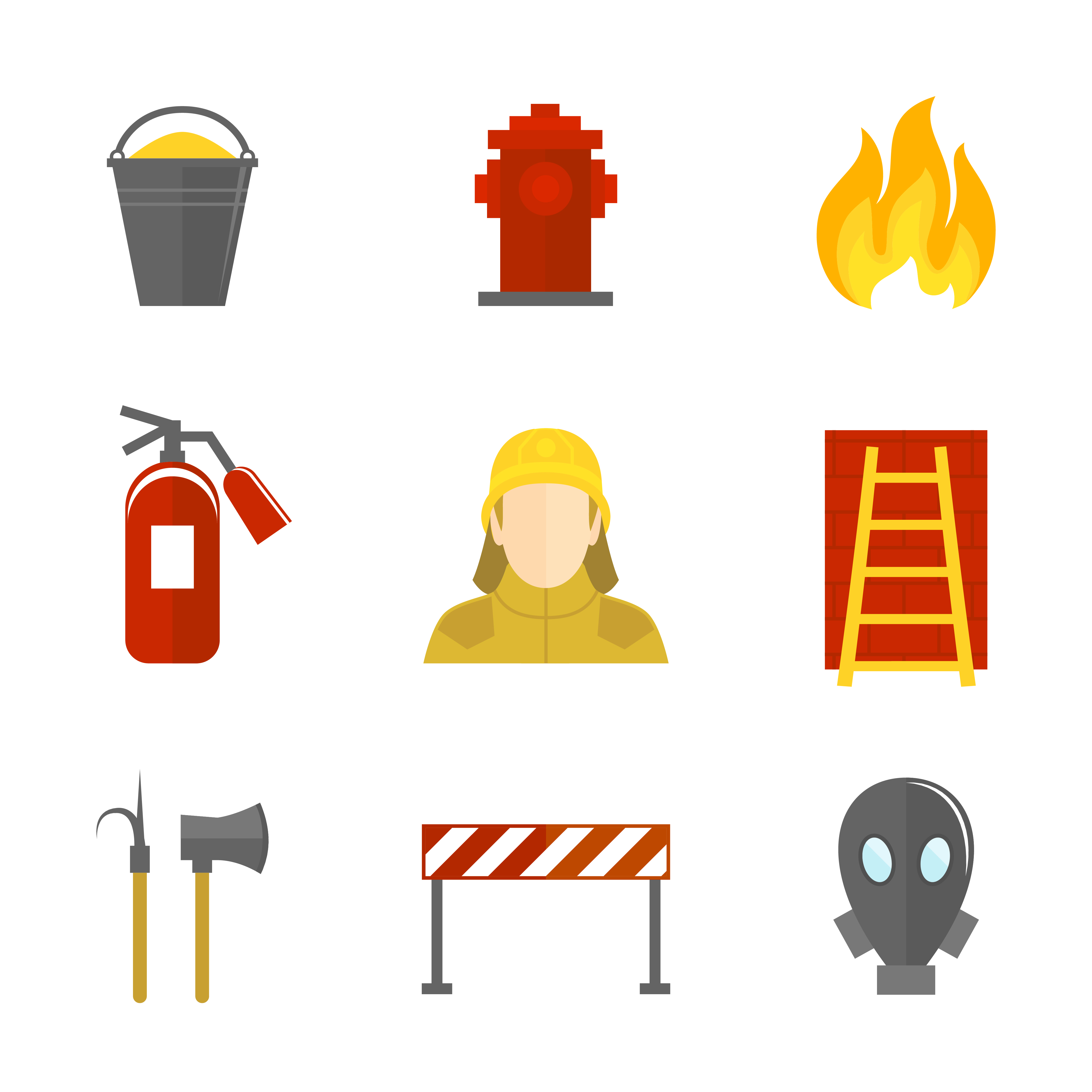 4500x4500 Firefighting Icons Flat Vector