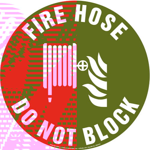 500x500 Fire Hose, Do Not Block Sign With Icon