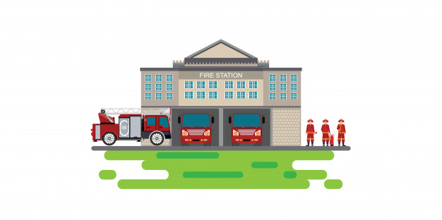 626x312 Fire Station Building With Emergency Vehicle Fire Engine Truck