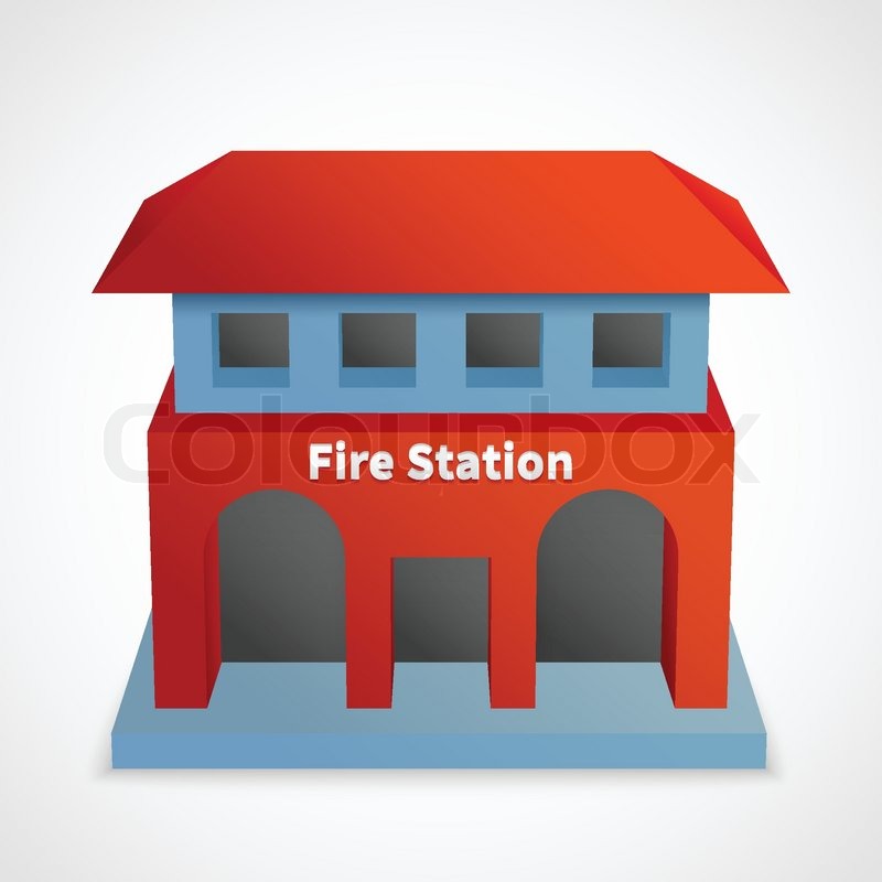 800x800 Fire Station Icon Red Building Stock Vector Colourbox