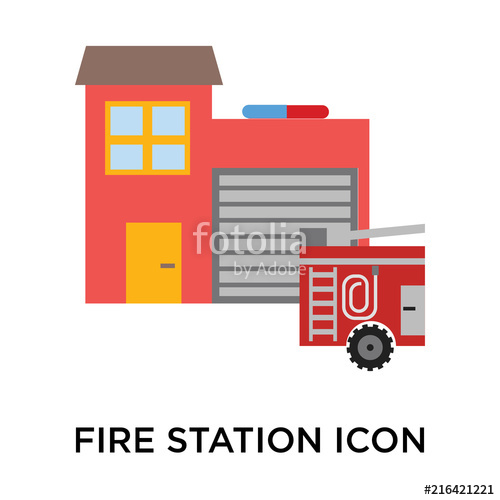 500x500 Fire Station Icon On White Background Modern Icons Vector