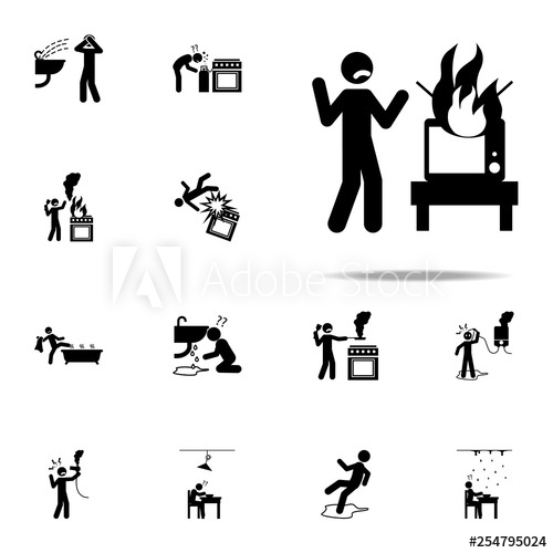 500x500 Danger, Fire, Tv Icon Home Hazard And Safety Precaution Icons