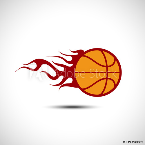 500x500 Color Basketball On Fire Logo Fireball Icon Vector Illustration