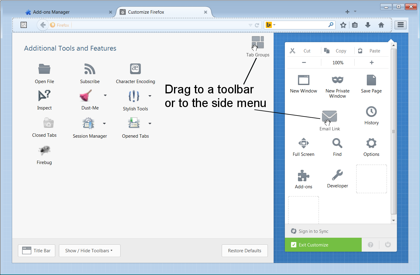 1383x907 Firefox Add On Options