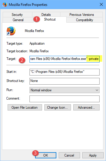 363x548 How To Create Shortcuts To Start Your Web Browser Inprivate
