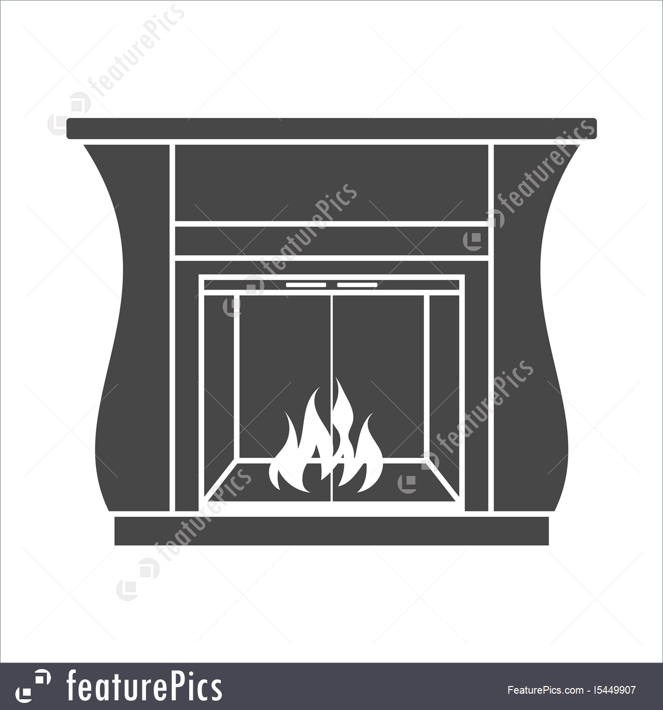 1300x1392 Illustration Of Fireplace With Doors Icon