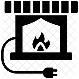 256x256 Electric Fireplace Icon Of Glyph Style