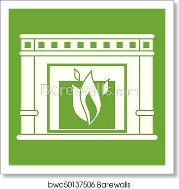 362x382 Electric Fireplace Icon Green, Art Print Barewalls Posters