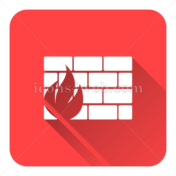 600x600 Firewall Flat Icon With Long Shadow Vector