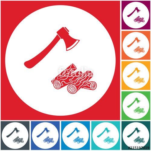 500x500 The Ax And Firewood Icon Stock Image And Royalty Free Vector