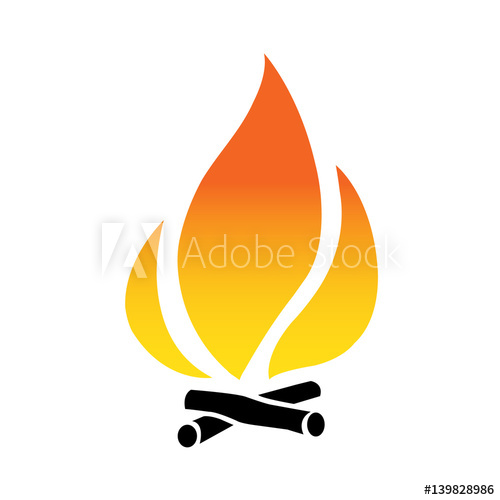 500x500 Vector Illustration Of Fire With Firewood Icon Fire Isolated