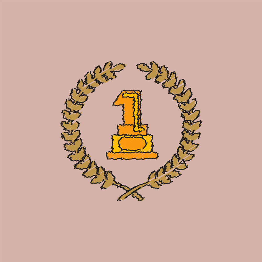 1000x1000 First Place Icon Golden Number One Symbol In Vector