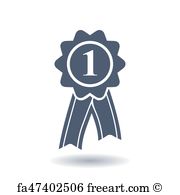 180x195 Free Art Print Of Award Ribbon First Place Golden Red First Place