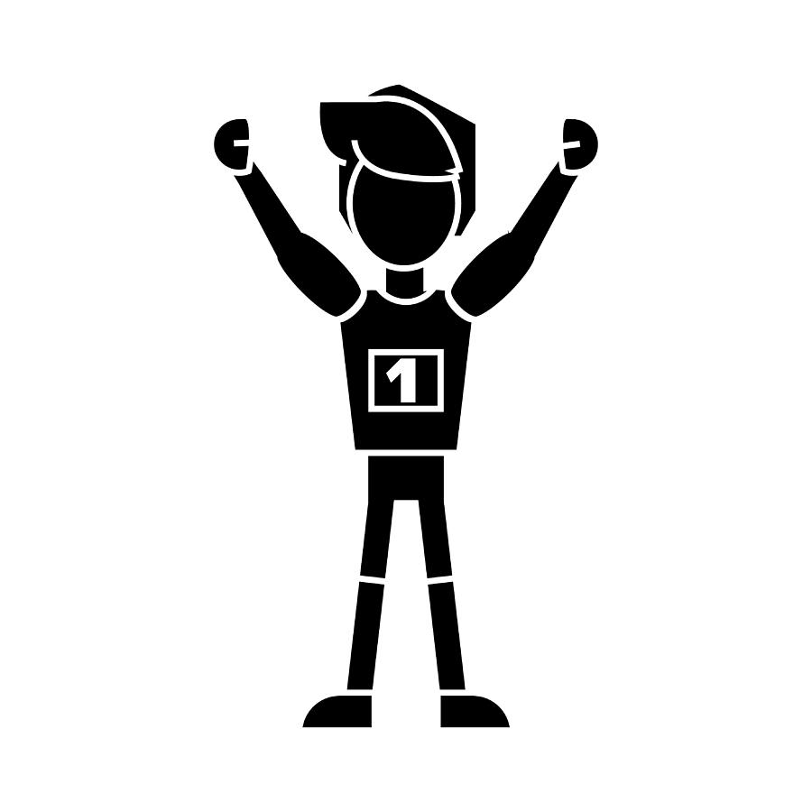 900x900 Winner Man, First Place Icon, Vector Illustration, Sign