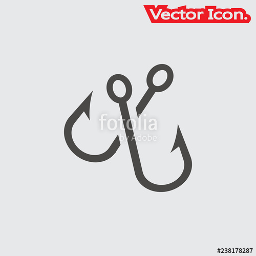500x500 Fish Hook Icon Isolated Sign Symbol And Flat Style For App, Web