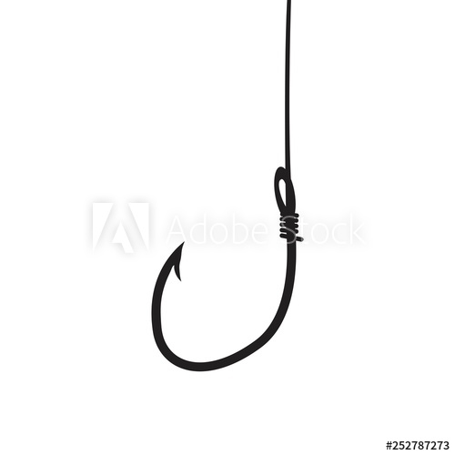 500x500 Black Fishing Hook Icon Flat Isolated On White Background