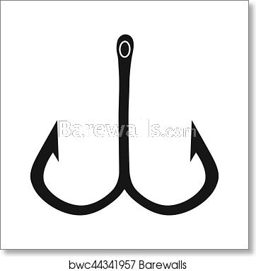 362x382 Fishing Hook Icon In Black Style Isolated On White Background