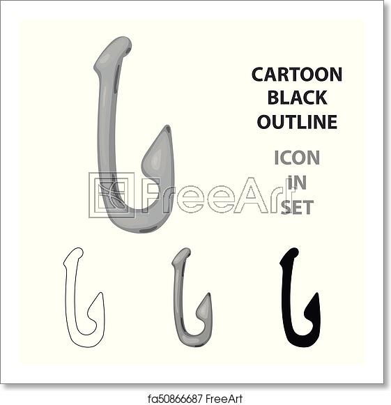 561x581 Free Art Print Of Bone Fish Hook Icon In Cartoon Style Isolated