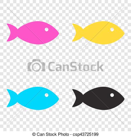 450x470 Fish Sign Illustration Cmyk Icons On Transparent Background Cyan