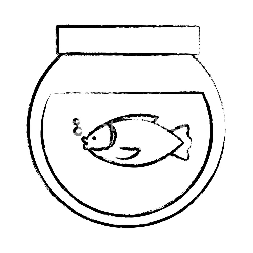 1000x1000 Sketch Of Fishbowl Icon Over White Background, Vector Illustration
