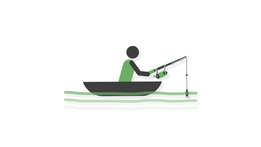852x480 Fisherman Icon Animation With White Stock Footage Video