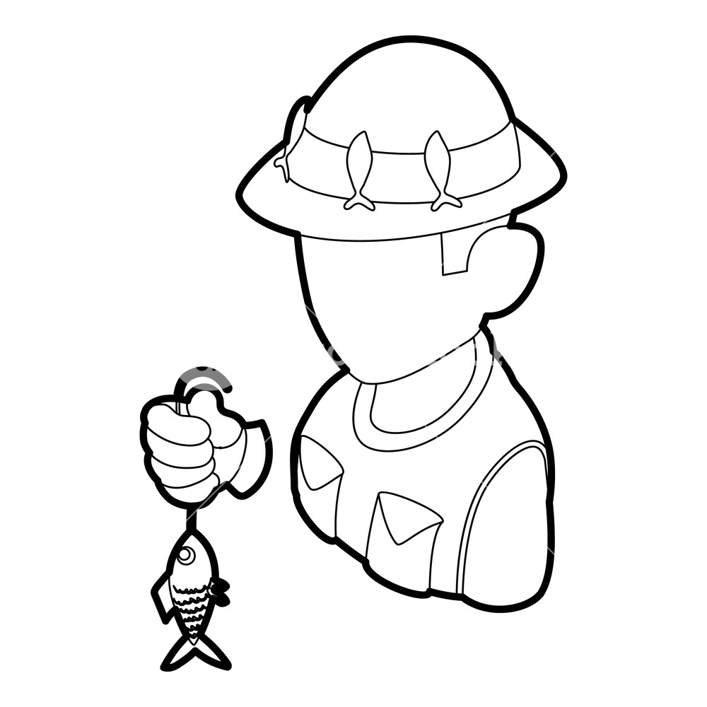 1000x1000 Fisherman Icon Outline Illustration Of Fisherman Icon For Web