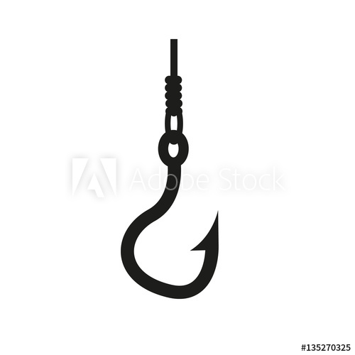 500x500 Fishing Icon Hook And Angling, Fisherman Symbol Flat Design