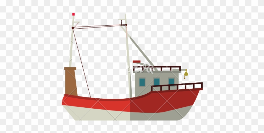 840x426 Fishing Boat Isometric Icon On A White Background