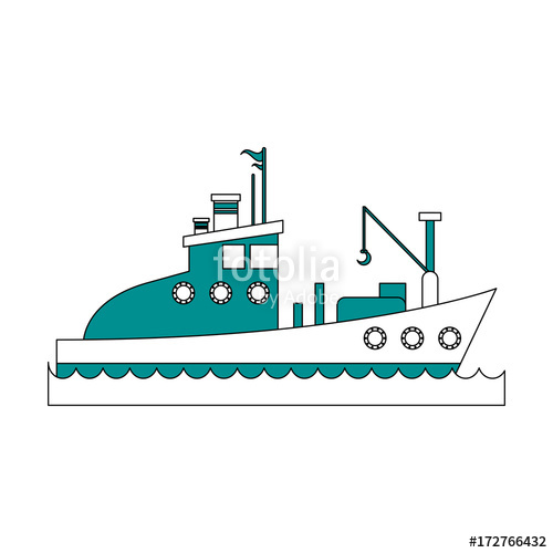 500x500 Fishing Boat Icon Image Vector Illustration Design Stock Image