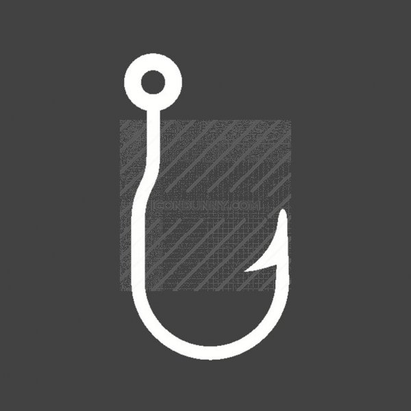 600x600 Fishing Hook Glyph Inverted Icon