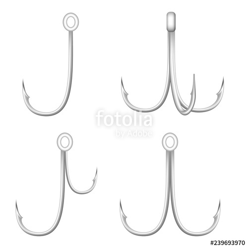 500x500 Fishing Hook Icon Set Realistic Set Of Fishing Hook Vector Icons