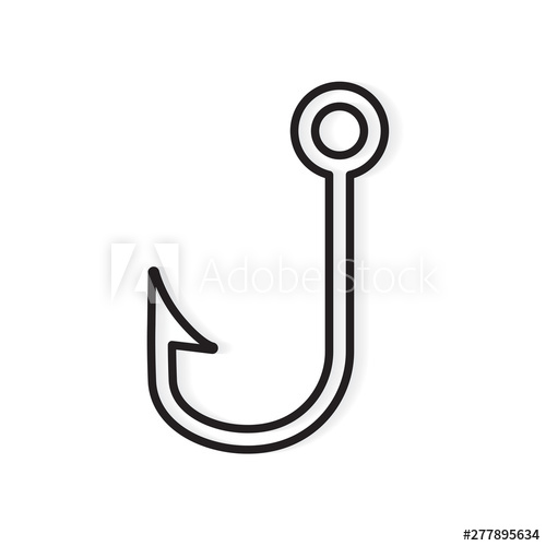 500x500 Fishing Hook Icon Vector Illustration
